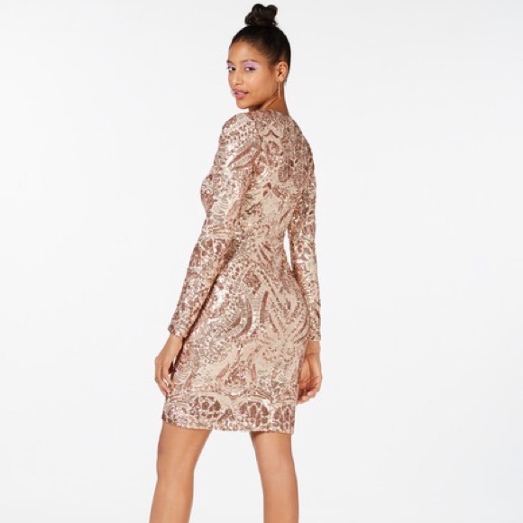 Marciano Sequin Bodycon Dress in Rose Gold - Picture 3 of 4